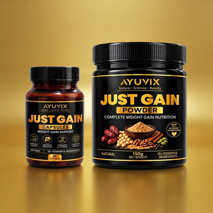 Ayuvix Just Gain Powder & Capsules Combo