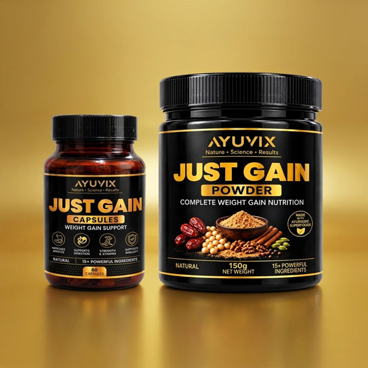 Ayuvix Just Gain Powder & Capsules Combo