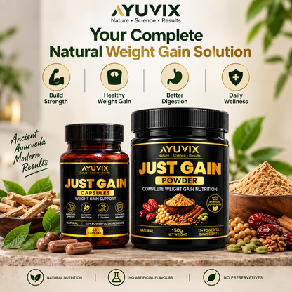Ayuvix Just Gain Powder & Capsules Combo