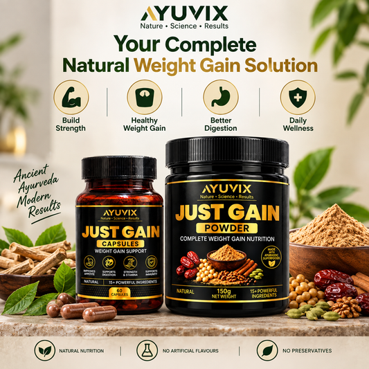 Ayuvix Just Gain Powder & Capsules Combo