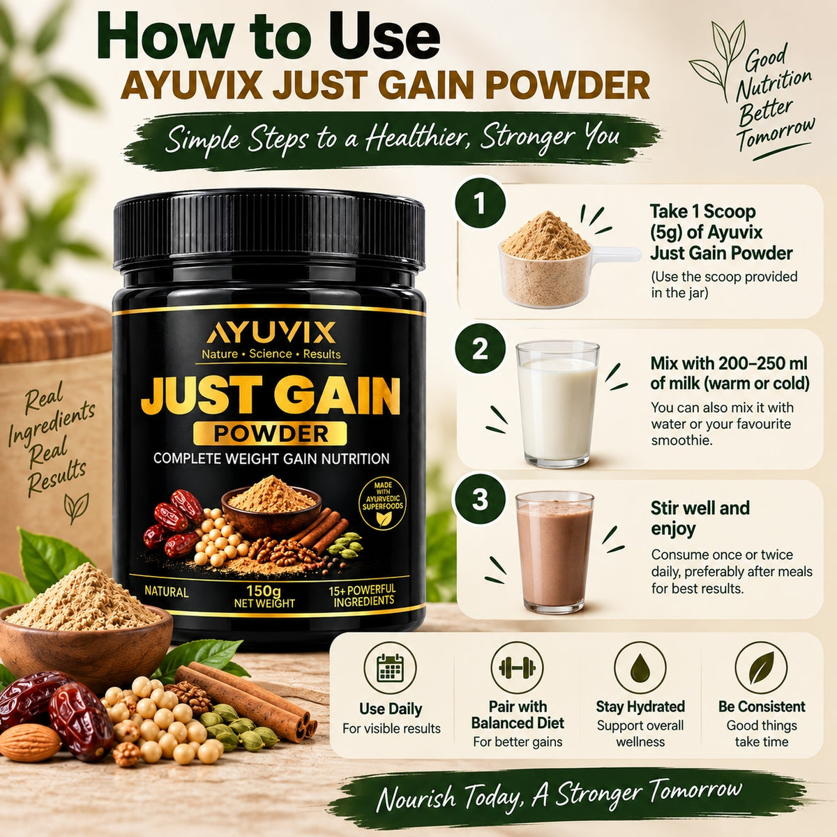 Ayuvix Just Gain Powder